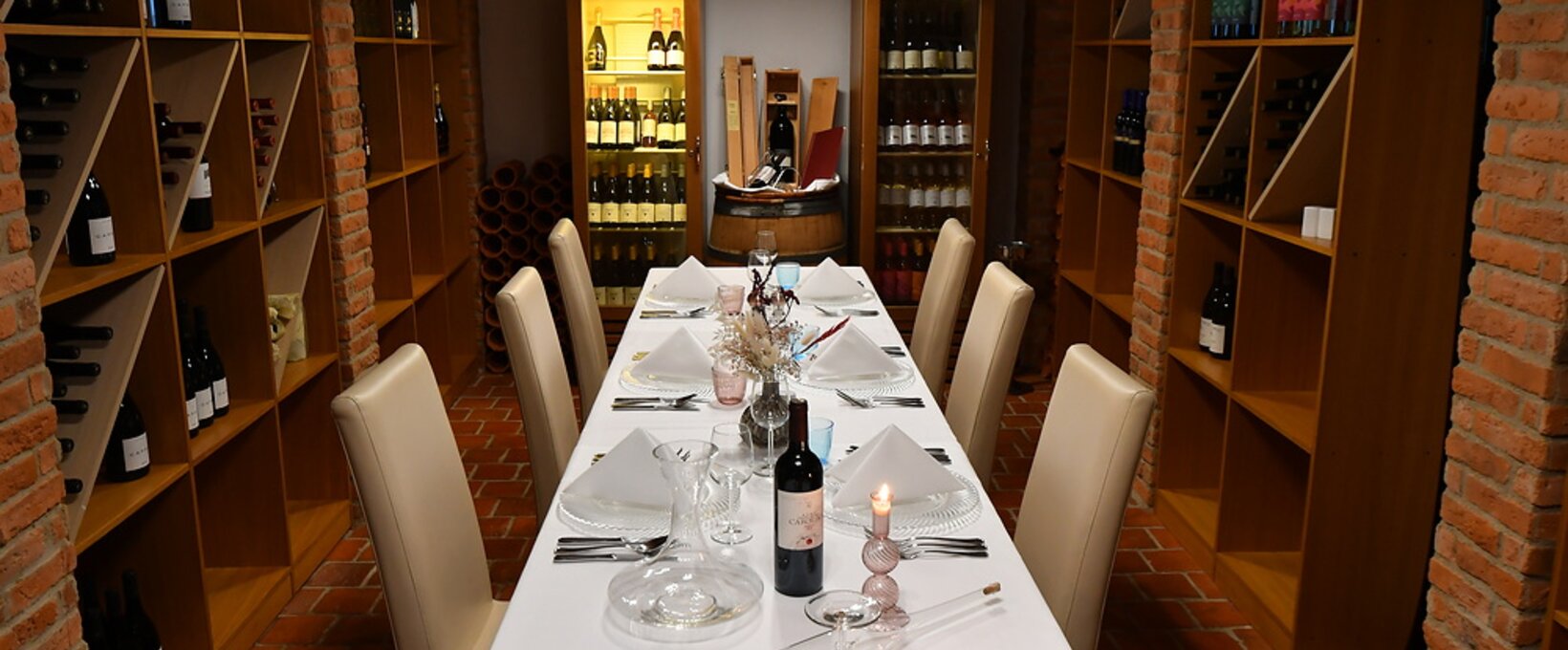 Vinothek with laid table | Hotel Ljubljana in Slovenia