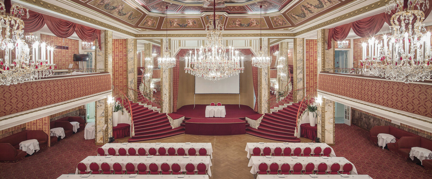Ballroom stage with stairs and lounges | Parkhotel Schönbrunn in Vienna