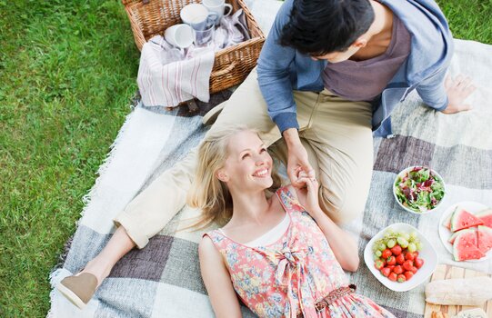 Romantic picnic with couple