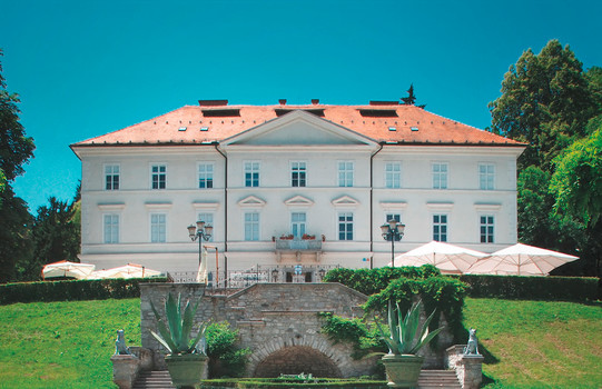 Schloss Tivoli mit Brunnen und Statue | Ljubljana