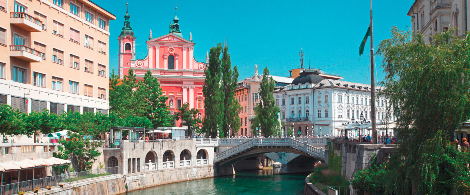 Fluss Kanal in der Stadt | Ljubljana