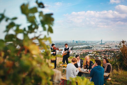 Heuriger | Wien | © WienTourismus | Peter Rigaud Heuriger mit Panorama über die Stadt | Wien | © WienTourismus | Peter Rigaud