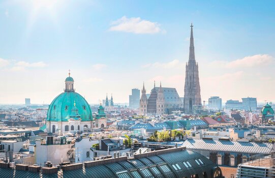 Stephansdom mit Stadt Panorama | Wien